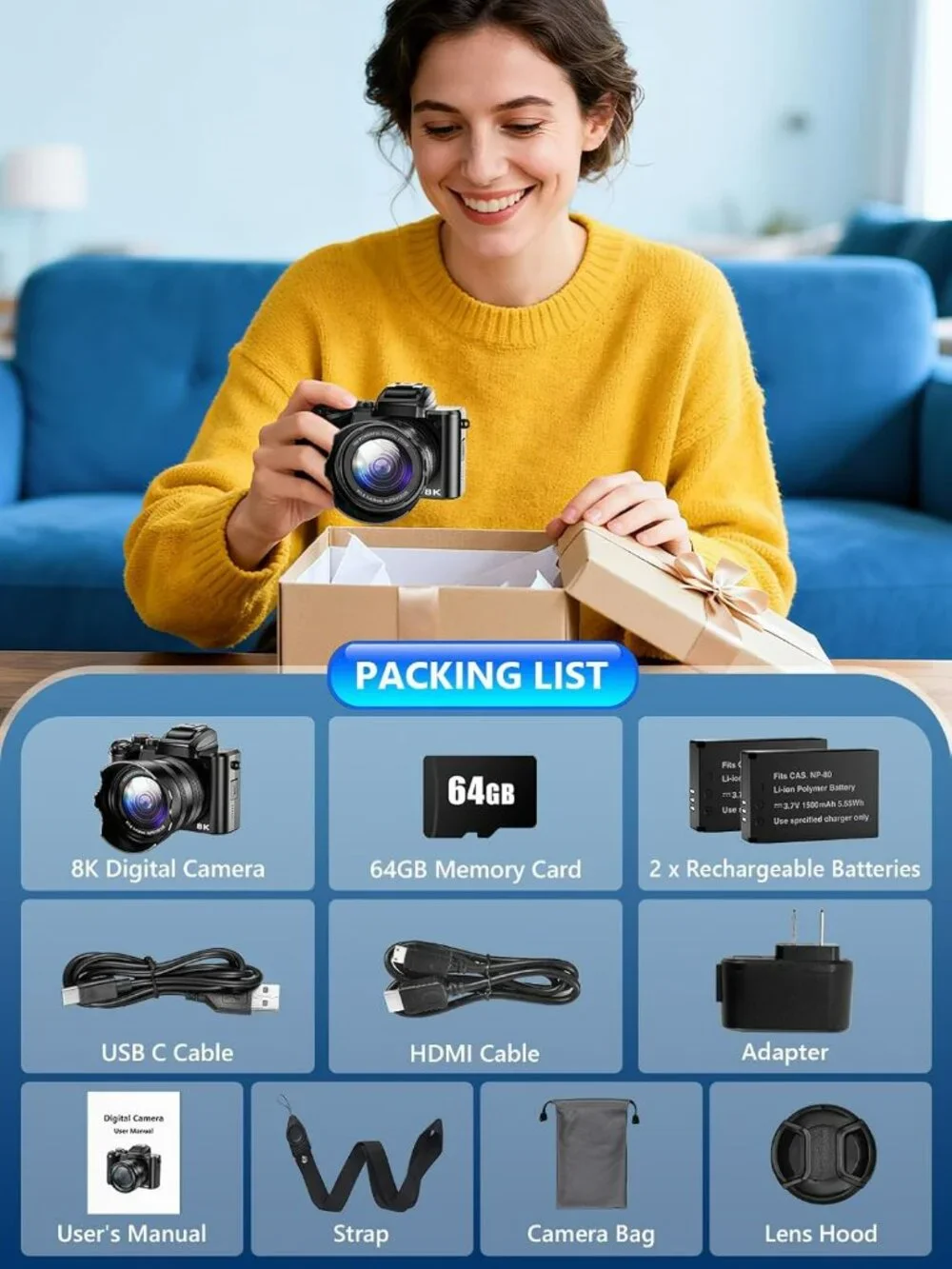 NEW 8K WIFI Digital Camera with 3.2